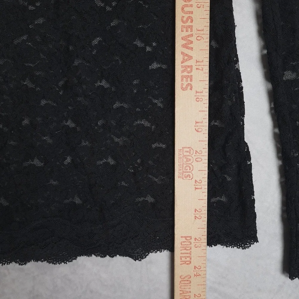 Free People Top Womens XS Black Floral Lace Sheer Coquette Fairy Goth Y2K